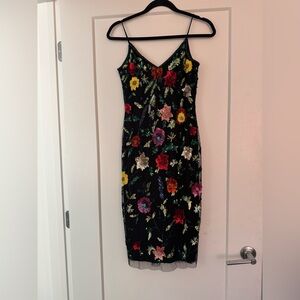 Gianni Binni slip embroidered dress, size 2, black